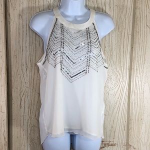 XOXO Silver Embellished Ivory Chiffon Top Size M
